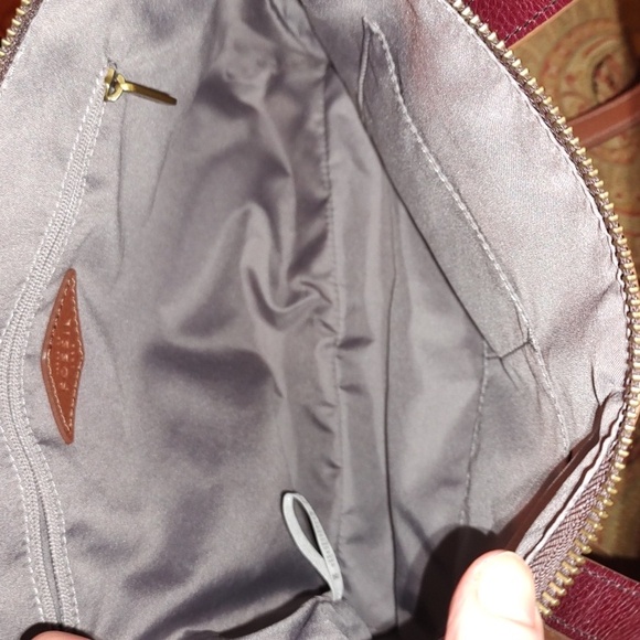 Fossil Dark Red & Brown Colorblock Leather Crossbody NWOT $250 Estimated Retail - Picture 11 of 16